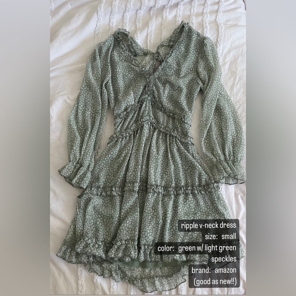 Green floral ruffle dress